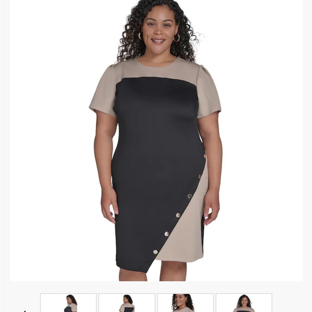 Tommy Hilfiger Black and Tan Asymmetrical Dress